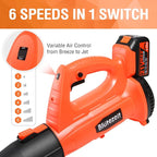 Cordless Leaf Blower - 21V Electric Yard Blower 350CFM 150MPH with 4.0Ah Battery & Charger, 6-Speed Adjustable for Lawn Care, Snow Blowing, Debris & Dust