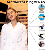 Infrared Sauna with Recliner, 1-2 Person Hemlock Wood Indoor Home Sauna, Dry Sauna Spa with 2300W/220V Heater Tube & Carbon Panels, Control Panel, 10 Minutes Pre-Warm up, Oxygen Bar, Hourglass