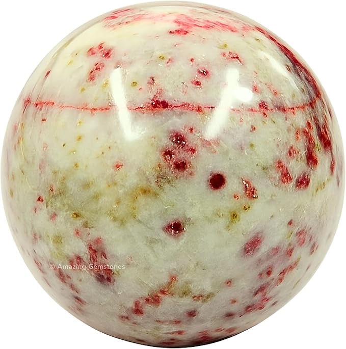 Amazing Gemstone Cinnabarite Crystal Ball with Stand - 2 Inches Crystal Sphere Meditation Balls for Witchcraft and Decorative Balls