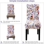 Fuloon Chair Covers for Dining Room 6 Pack, Printed Stretch Dining Slipcovers, Washable Kitchen Slip Covers for Parson Chair, Flower Cluster Printed, Set of 6