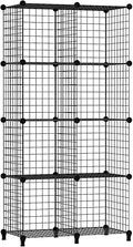 Wolizom Wire Cube Storage, Metal Grids Shelves Bookshelf, Stackable Modular Shelving Organizer, DIY Closet Bookcase Bookshelf, Grid Storage Shelf for Bedroom, Living Room, Office (Black, 8 Cube)