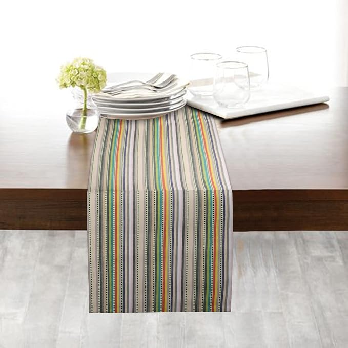 Urban Villa Table Runner Cotton Heavier Quality 14x72 Multi Stripe