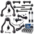 Detroit Axle - 4WD Front Upper Control Arms Ball Joints Sway Bars Tie Rods + 24pc Lug Nuts Replacement for K1500 Tahoe Yukon Esc