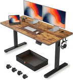 FEZIBO 55 x 24 Inches Standing Desk with Drawer, Adjustable Height Electric Stand up Desk with Storage, Sit Stand Home Office Desk, Ergonomic Computer Desk, Rustic Brown