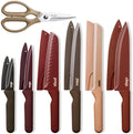 CAROTE Kitchen Knife Set, 6 Floral Knives with 6 Blade Guards, 12-Piece | Stainless Steel Blades, Ceramic Nonstick Coating, Long-Lasting Sharpness, Rust-Resistant, Non-Slip, Dishwasher Safe