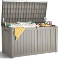 Outdoor Storage Box, 180 Gallon Waterproof Resin Deck Box, Storage Bin for Package Delivery, Patio Furniture Cushion, Garden Tools, Pool Accessories, Weatherproof and UV Resistant, Grey