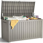 Outdoor Storage Box, 180 Gallon Waterproof Resin Deck Box, Storage Bin for Package Delivery, Patio Furniture Cushion, Garden Tools, Pool Accessories, Weatherproof and UV Resistant, Grey