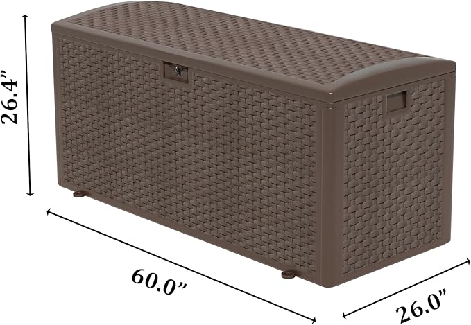180GAL PRO Brown Blow - Molded Outdoor Deck Box with Lock Hole- Waterproof, SGS - Certified UV Resistance, Professional - Grade Storage for Garden Machinery and Large - Scale Outdoor Equipment