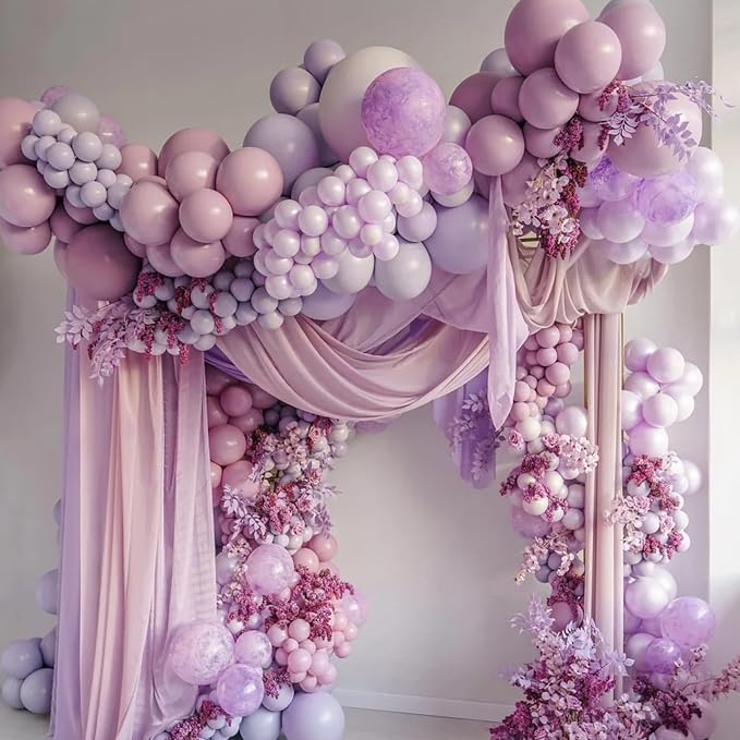 130pcs Lilac Purple Balloons Different Sizes 18" 12" 10" 5" Faded Purple Latex Balloon Garland Arch Kit for Birthday Baby Shower Graduation Wedding Gender Reveal Party Decorations