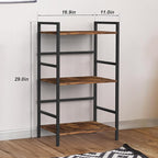 CADUKE 3 Tier Bookshelf Industrial Small Bookcase Wood and Metal Book Shelf Rustic Etagere Bookshelf Brown Bookshelves with Storage for Home Office Living Room Bedroom