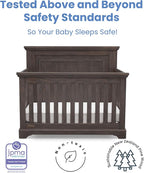 Simmons Kids SlumberTime Paloma 4-in-1 Convertible Crib, Rustic Grey + Serta Perfect Slumber Dual Sided Recycled Fiber Core Crib and Toddler Mattress (Bundle)