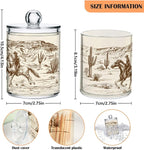 2 Pack Qtip Holder Organizer Dispenser Western Desert Cowboy Bathroom Storage Canister Cotton Ball Holder Container for Cotton Swabs/Pads/Floss