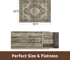 AMOAMI-Area Rug 5X7 Rugs for Living Room-Vintage Soft Coffee&Brown Rugs for Bedroom-Non Slip Carpet-Machine Washable Rug for Dining Room Living Room Bedroom Office Under Table