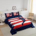 Feelyou Lacrosse Comforter Set Twin Size Boys Gilrs American Flag Sports Theme Bedding Set for Kids Adults Ultra Soft Lacrosse Player Games Comforter Navy Blue Duvet Set Room Decor Quilt Set