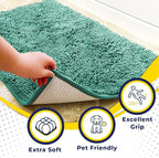 Muddy Mat® Shown ON TV Highly Absorbent Microfiber Door Mat and Pet Rug Non Slip Thick Washable Area and Bath Mat Soft Chenille for Kitchen Bedroom Indoor and Outdoor - Seafoam Green Small 28"X18"