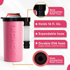The Kong Skinny Can - Portable Coozie or Bottle Cooler/Cup With Detachable, Expandable, Hose To Funnel Your Drink (Pink)