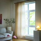 Sutuo Home Florals Boho Farmhouse Curtains, Semi-Blackout Drape Bohemian Window Treatment Cotton Linen Panel with Tassels for Bedroom Living Room, Rod Pocket, 1 Panel 59" W x 84" L