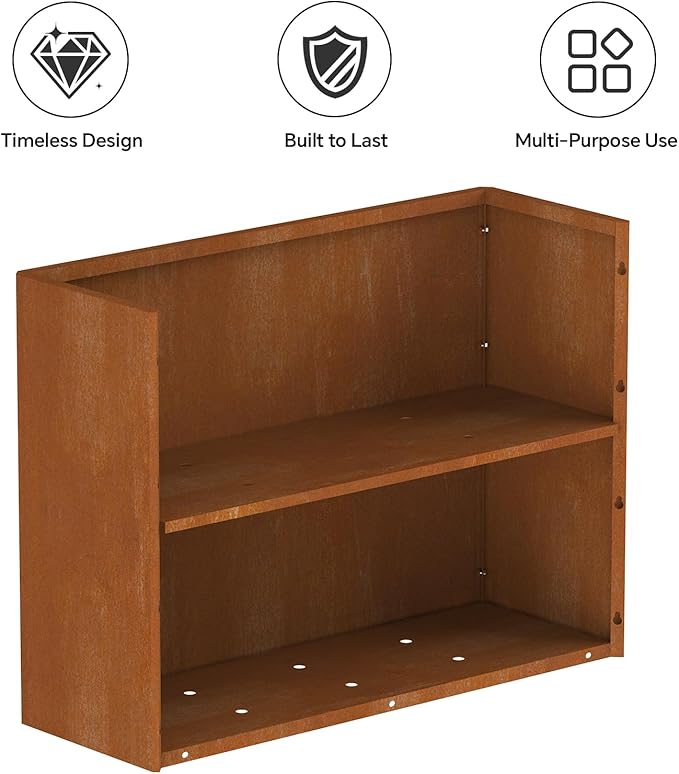 Cor Ten Steel Planters – 32x12x24H Inch Rectangular Planter Box | Weather-Resistant Design for Garden, Patio, or Porch (Rustic)
