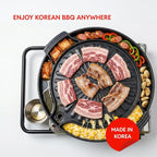 Master Grill Pan for Korean BBQ, 15", Stovetop Nonstick Smokeless Scratch-Resistant, Oil Draining Hole, Safety Hand Grip, For Grilling Vegetable Egg Meat Garlic Cheese Kimchi Made in Korea
