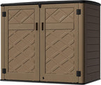 Resin Outdoor Storage Shed, Outdoor Storage Box Waterproof for Garden Tools, Patio Furniture, Trash Cans, Garage Storage, Lockable