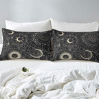 Erosebridal Bohemian Sun Moon Comforter Set, Constellation Down Comforter King Size, Starry Sky Quilted Duvet, Exotic Style Black Room Decor Duvet Insert,Super Soft Breathable Bedding Set