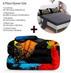 6 Pieces Gamer Comforter Set for Boys Gaming Bedding Set Queen Size,Video Game Controller Comforter for Kids Adult 3D Gamepad Microfiber Bedding Sets 6 Pieces Bed in A Bag Sets30019,Queen