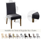 MOSAYT 100% Waterproof Dining Room Chair Covers Set of 4, Super Fit Stretch Jacquard Parson Chairs Slipcovers Removable Washable Chair Seat Protectors for Home, Kitchen, Banquet (Dark Grey)