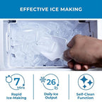 Koolatron Ice Maker- Ice Machine Countertop Portable with Handle, 26lbs in 24Hrs, 8 Ice Cubes Ready in 7 Mins, Ice Makers with Basket and Scoop, maquina para hacer hielo Black for Home/Kitchen/Camping