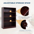 Farini Mahogany Bookshelf for Bedroom 4 Shelf Office Bookcase 48 Inches Tall Modern Wood Bookshelf for Living Room 4 Tier Wide Manga Bookshelf Library Bookcase