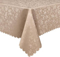 Smiry Rectangle Waterproof Heavy Duty Vinyl Tablecloths, 60 x 84 Inch | Wipeable Washable Floral Embossed Table Cover for Kitchen and Dining Room, Indoor & Outdoor Use, Khaki