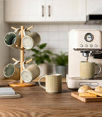 GBhome 12 oz Handmade Stoneware Coffee Mugs Set of 6 with Handles | Coffee Cups for Latte, Tea, Cocoa & Milk, Ideal for Daily Use&Gifts, Microwave & Dishwasher Safe, Desert Sage