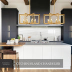 Modern Farmhouse Gold Chandeliers for Dining Room, 8-Light Industrial Metal Chandeliers Geometric Pendant Lights Kitchen Island for Entryway Stairway Foyer Hallway