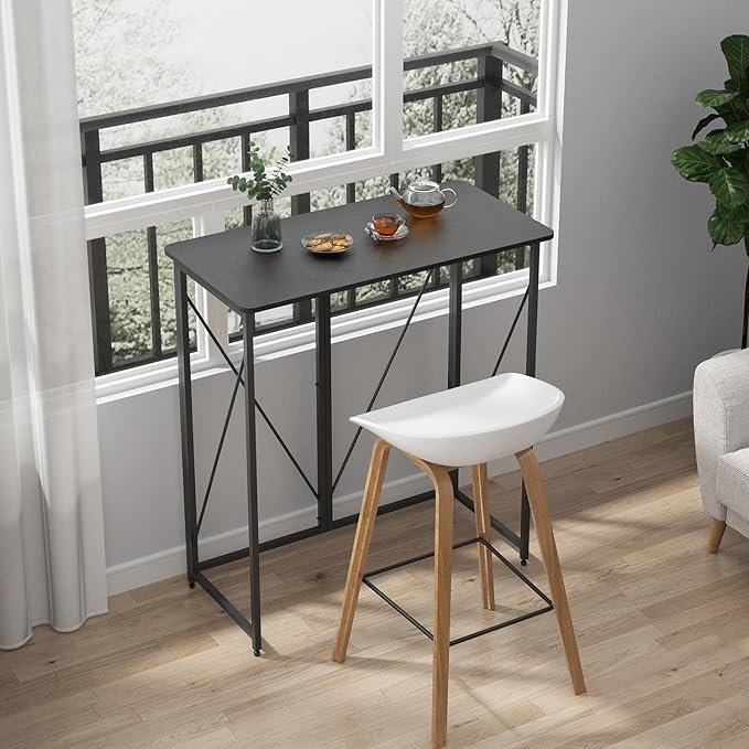 39.37" Folding Standing Desk, Small Laptop Stand Up Desk for Sitting or Standing, No Assembly Needed Folding Desk, Portable Standing Desk, Tall Foldable Desk for Home, Office, Small Spaces (Black)