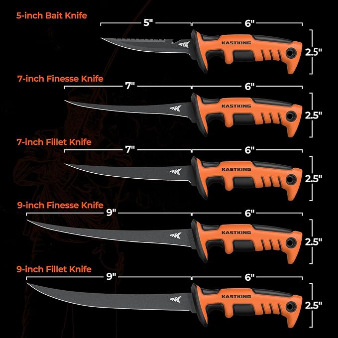 KastKing Ultimate Angler 7" Fillet Knife, Fishing Knife for Men | Vanadium Stainless Steel Blade, Non-Slip Handle, Corrosion-resistant, Sheath with Sharpener & Line Cutter