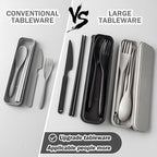 2 Sets Large Reusable Utensils Set with Case, Portable Cutlery Sets | Plastic, Black and Grey, Chopsticks Fork Spoon Knife Set with Lunch Box, For Camping Travel Daily Lunch Use Picnic Outdoor
