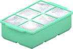 KitchFort® Large Silicone Ice Cube Tray (3-Pack), Easy Release 2" Big Ice Cubes - Cocktail, Whiskey Ice Cubes Mold - Ice Trays for Freezer with Lid - Stackable Silicone Ice Tray - Green
