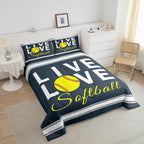 Kids Softball Comforter Set Full Size Softball Gaming Bedding Set for Boys Girls Teens Bedroom Decor Sports Theme Comforter Women Men Baseball Gaming Duvet Set with 2 Pillow Case