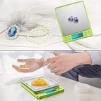 AMIR Digital Kitchen Scale, 500g-0.01g Mini Pocket Jewelry Scale, Cooking Food Scale with Backlit LCD Display, 2 Trays, 6 Units, Auto Off, Tare, Stainless Steel (Battery Included)