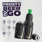 Asobu Frosty Beer Holder 2 Go Vacuum Insulated Double Walled Stainless Steel Beer Can and Bottle Cooler with Beer Opener, Bpa Free, Fits Standard 12oz Bottles, Gift for Beer Lovers (Midnight Marble)