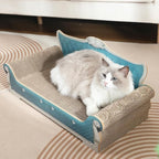 Cat Sofa Shape Scratch Pad for Large Medium Small Indoor Cats,Larger-Sized Recyclable Reversible Cardboard Cat Couch for Resting Claw Grinding and Playing