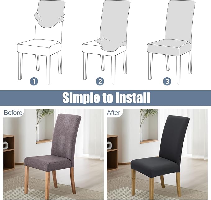 Dining Chair Covers, Stretch Seat Covers, Washable Furniture Protector | Washable, Stretch Fit, Soft, Non Slip, Dining Chair Covers, Seat Protector, Furniture Protector