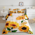 Erosebridal Women Retro Floral Bedding King Size Yellow Sunflowers Comforter Set for Girls Female Rustic 3D Flowers Duvet Insert Ultra Soft Lightweight Quilted Comforter with 2 Pillowcases