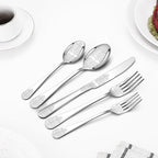 40 Pcs Silverware Set for 8 with Classical Flower Embossed Design, Food Grade Stainless Steel Flatware Set, Eating Utensils Sets Include Fork/Knife/Spoon, Reusable Cutlery Set, Dishwasher Safe