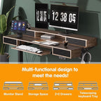 Electric Standing Desk, Multifunctional Standing Desk Adjustable Height, 63 * 24 Standing Desk with 4 Drawers, Ergonomic Adjustable Standing Desk with Keyboard Tray, Rustic Brown