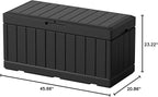 Greesum 82 Gallon Resin Deck Box Large Outdoor Storage for Patio Furniture, Garden Tools, Pool Supplies, Weatherproof and UV Resistant, Lockable, Black