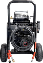 Canpump 2-in-1 Gas Pressure Washer & Sewer Jetter – 3400 PSI, 5.7 GPM, 420cc Loncin Engine – Triplex Pump w/Extended Bypass Unloader – 100 ft Hose Reel, Foot Valve, Spray Gun, Wand, Hose, Nozzles