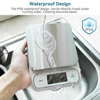 BOMATA Waterproof IPX6 Kitchen Scale, 0.1 g/0.01 oz High Precision, 5 kg/11 lbs, Digital Scale with Backlight, Stainless Steel Weighing Platform, for Food, Cooking, Baking, Weight Loss.. B619, White