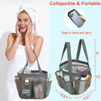Fammart Mesh Shower Caddy Portable for College Dorm Room Essentials, Odorless Polyester Large Shower Tote Bag with Dual Handles, 8-Pocket Quick-Dry Toiletry Organizer for Travel, Beach, Camping, Gym
