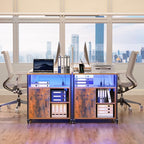 LED Rolling Wheels Filing Cabinet with Lock, File Cabinets with Charging Station, Printer Stand with Storage for Office Home, A4 Letter Size File Folders