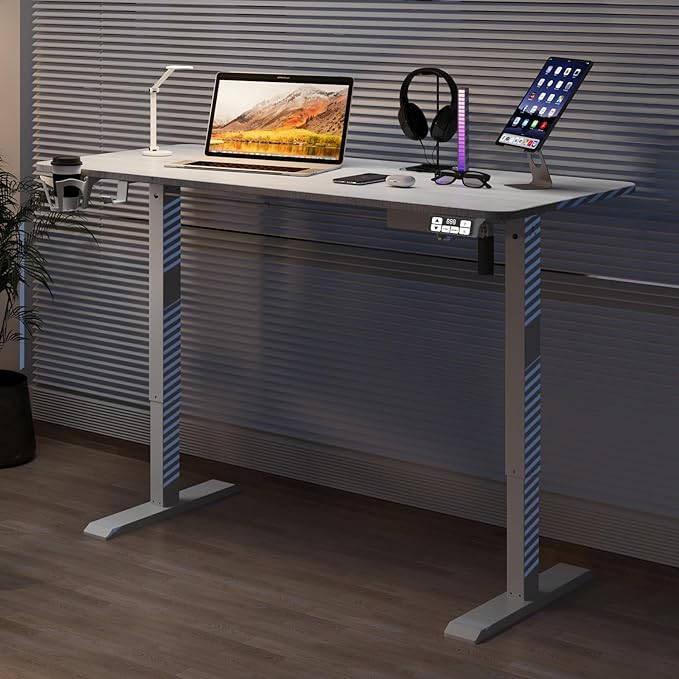 Large 63Inch Electric Standing Desk Height Adjustable, Sit Stand up Desk Home Office Computer Ergonomic Desk Memory Preset with Pencil Tray…